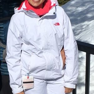 Northface White and pink snow jacket
